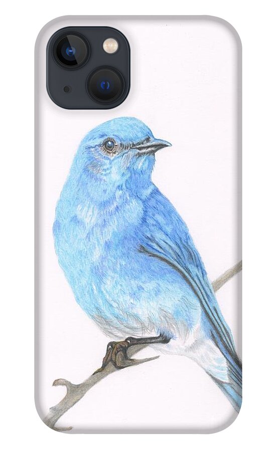 Mountain Bluebird iPhone 13 Case featuring the drawing Mountain Bluebird by Yvonne Johnstone