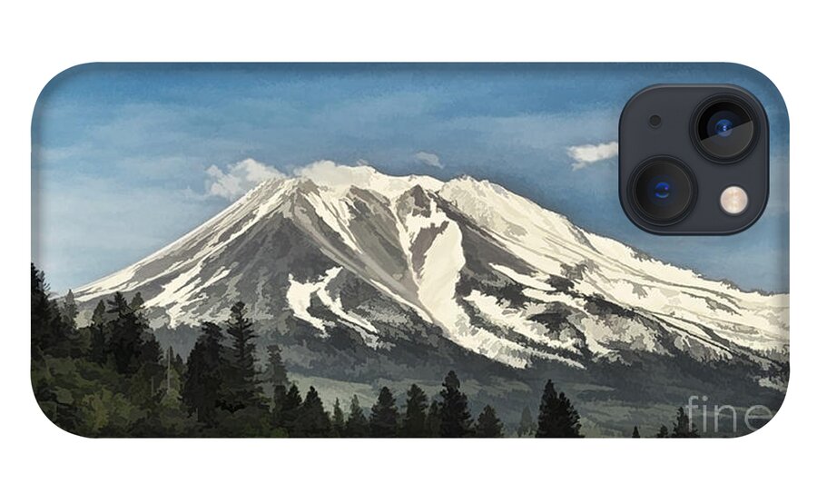 Shasta iPhone 13 Case featuring the digital art Mt. Shasta by Kathleen Gauthier