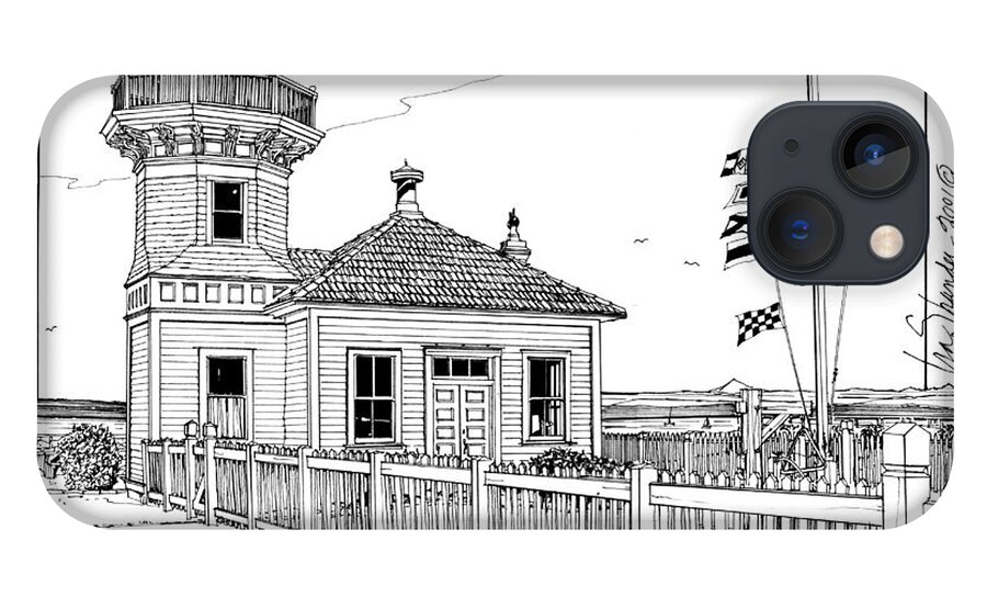  Pacific Coast Lighthouses iPhone 13 Case featuring the drawing Mukilteo Light by Ira Shander
