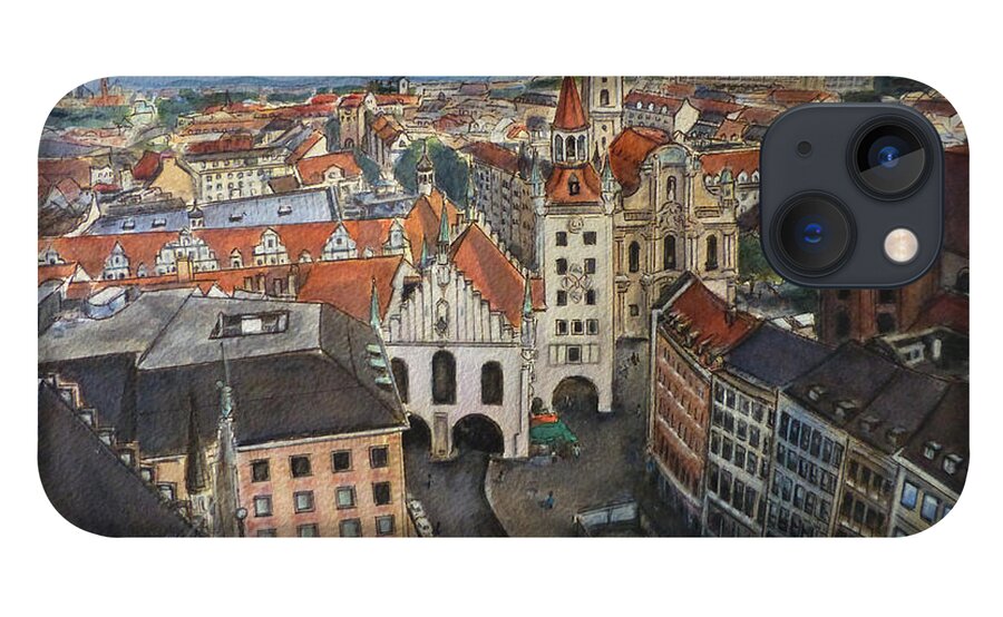 Munich iPhone 13 Case featuring the painting Munich II by Henrieta Maneva