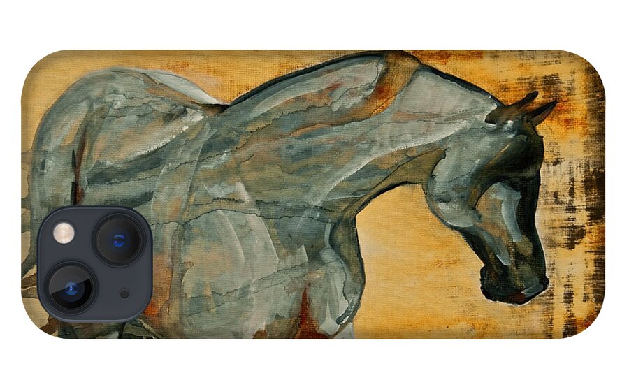 Horses iPhone 13 Case featuring the painting My Final Notice by Jani Freimann