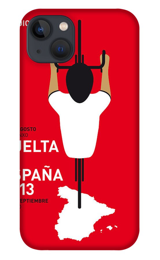 2013 iPhone 13 Case featuring the digital art My Vuelta A Espana Minimal Poster - 2013 by Chungkong Art