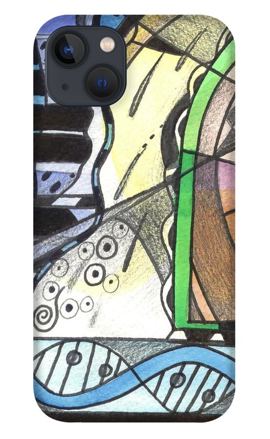 Abstract iPhone 13 Case featuring the painting Nature And Nurture by Helena Tiainen