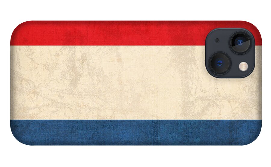 Netherlands Flag Vintage Distressed Finish Holland Europe Country Nation Dutch iPhone 13 Case featuring the mixed media Netherlands Flag Vintage Distressed Finish by Design Turnpike