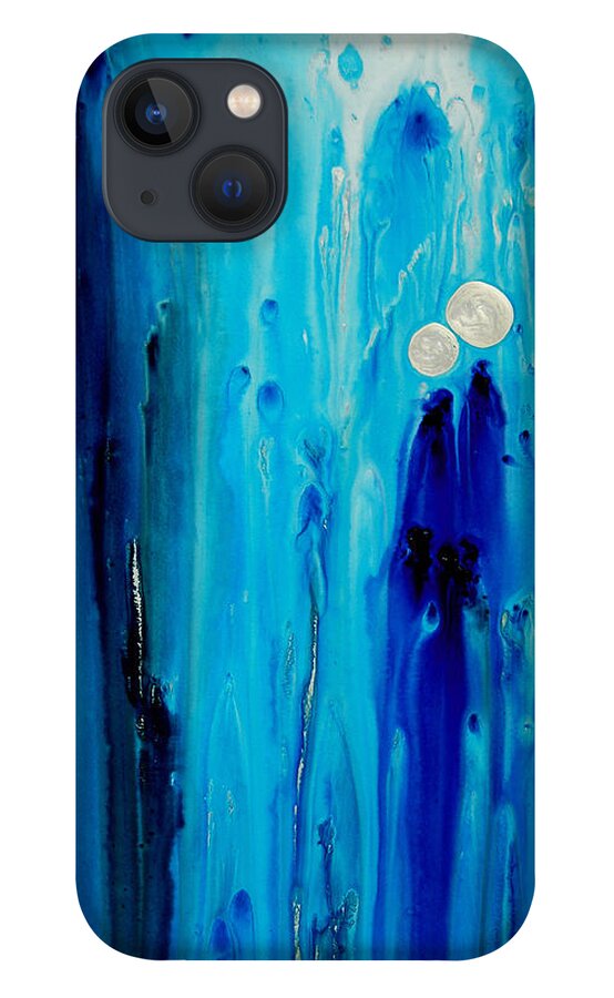 Blue iPhone 13 Case featuring the painting Never Alone By Sharon Cummings by Sharon Cummings