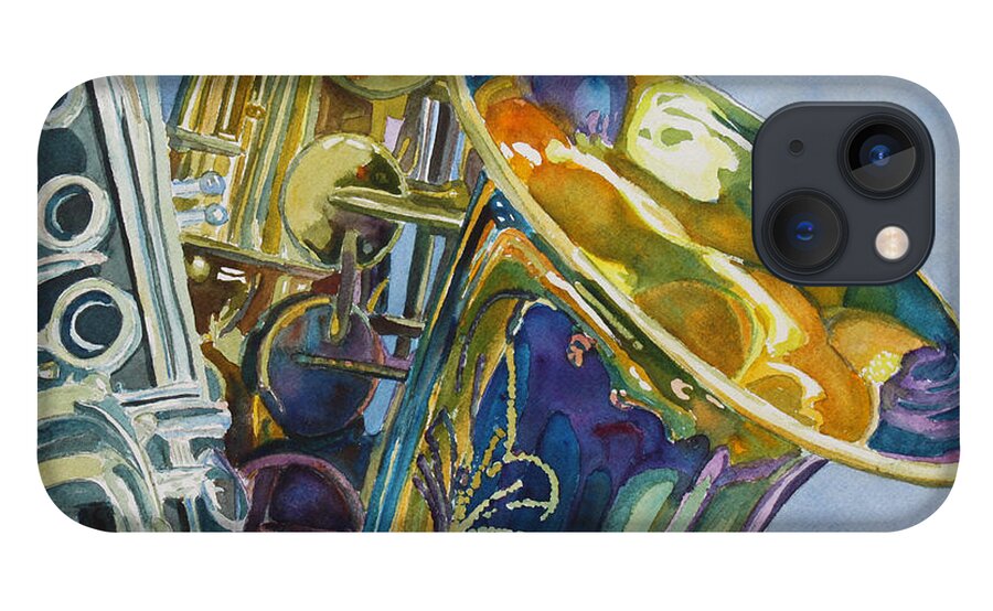 Jazz iPhone 13 Case featuring the painting New Orleans Reeds by Jenny Armitage