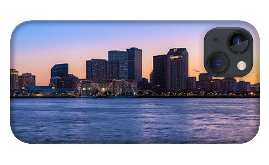 Panoramic iPhone 13 Case featuring the photograph New Orleans Sunset Panorama by Drnadig