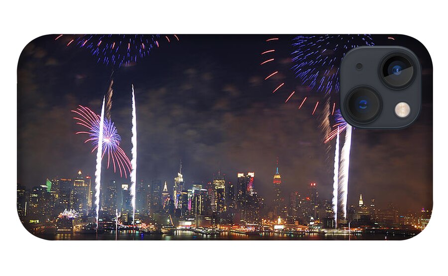 New York City iPhone 13 Case featuring the photograph New York City fireworks show by Songquan Deng