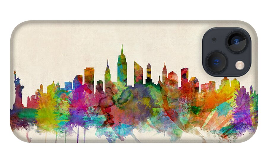 #faatoppicks iPhone 13 Case featuring the digital art New York City Skyline by Michael Tompsett