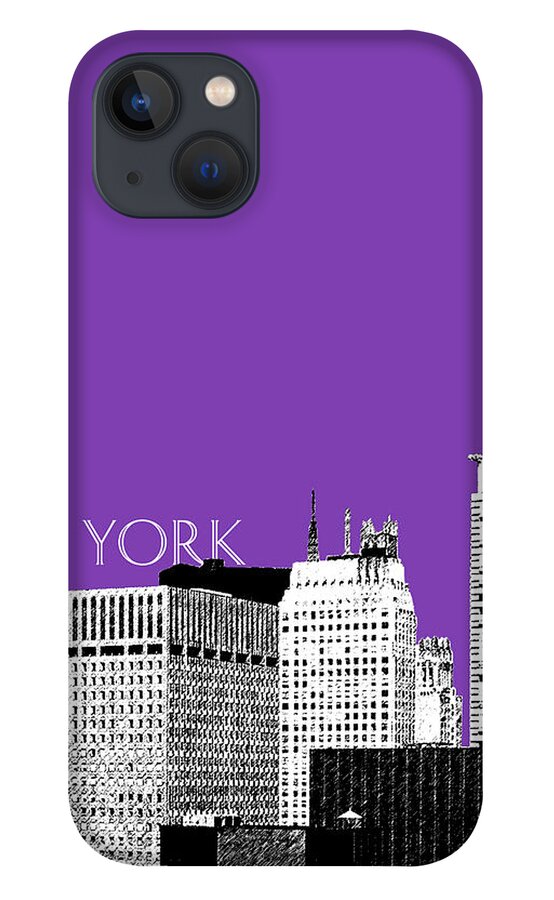 Architecture iPhone 13 Case featuring the digital art New York Skyline Chrysler Building - Purple by DB Artist