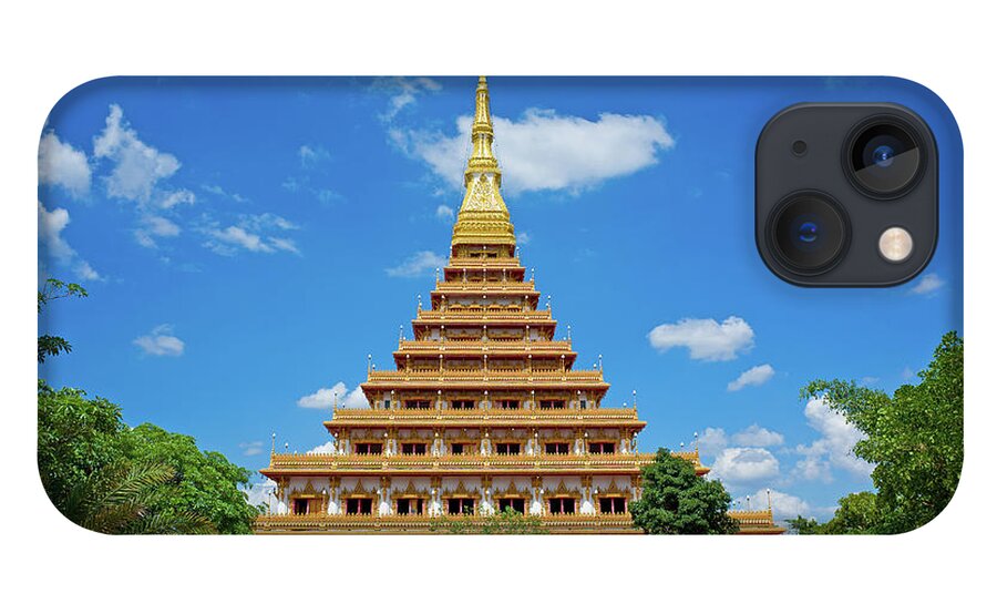 Pagoda iPhone 13 Case featuring the photograph Nine Golden Pagoda, Khon Kaen, Thailand by Krit Of Studio Omg