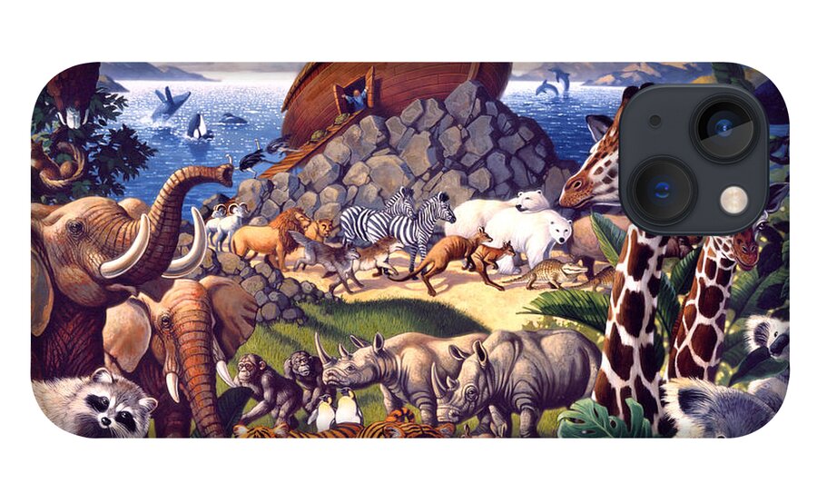 Biblical iPhone 13 Case featuring the painting Noah's Ark by Mia Tavonatti