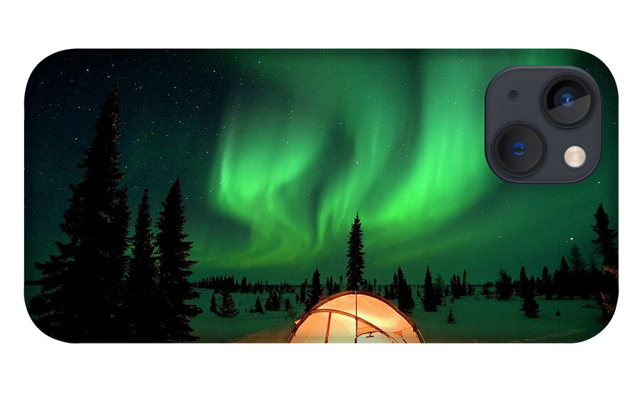 00600969 iPhone 13 Case featuring the photograph Northern Lights Over Tent by Matthias Breiter