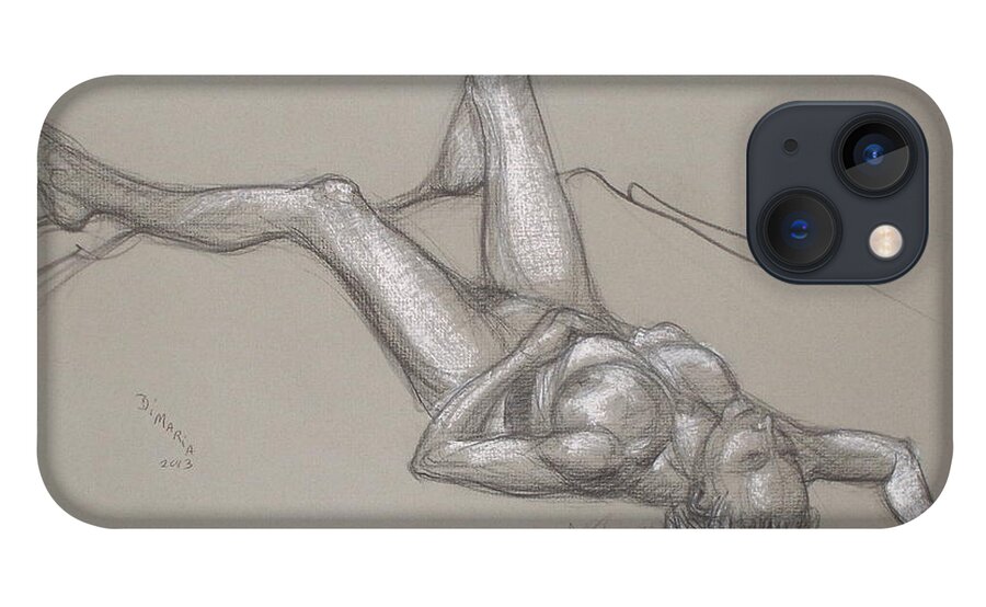 Realism iPhone 13 Case featuring the drawing Nova Cynthia - Reclining by Donelli DiMaria