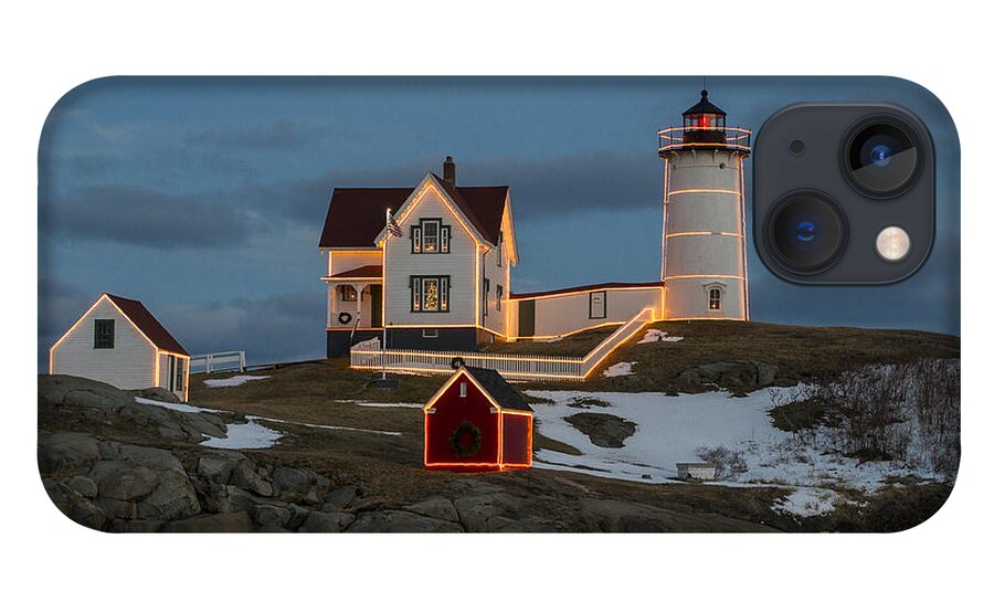 Lighthouse iPhone 13 Case featuring the photograph Nubble lighthouse at Christmas by Steven Ralser