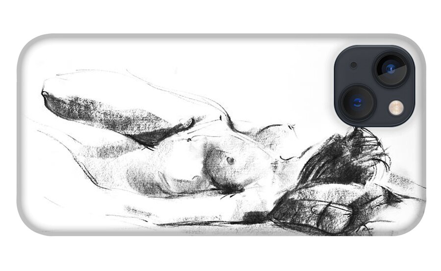 Nude iPhone 13 Case featuring the drawing Nude 009 by Ani Gallery