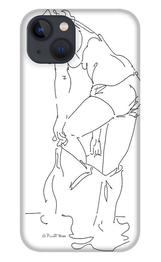 Female iPhone 13 Case featuring the drawing Nude Female Drawings 1 by Gordon Punt