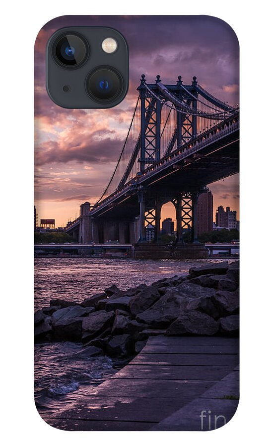 Nyc iPhone 13 Case featuring the photograph NYC- Manhatten Bridge at night by Hannes Cmarits