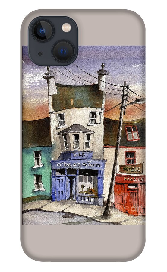Val Byrne iPhone 13 Case featuring the painting O Heagrain Pub, viewed 21,339 times by Val Byrne
