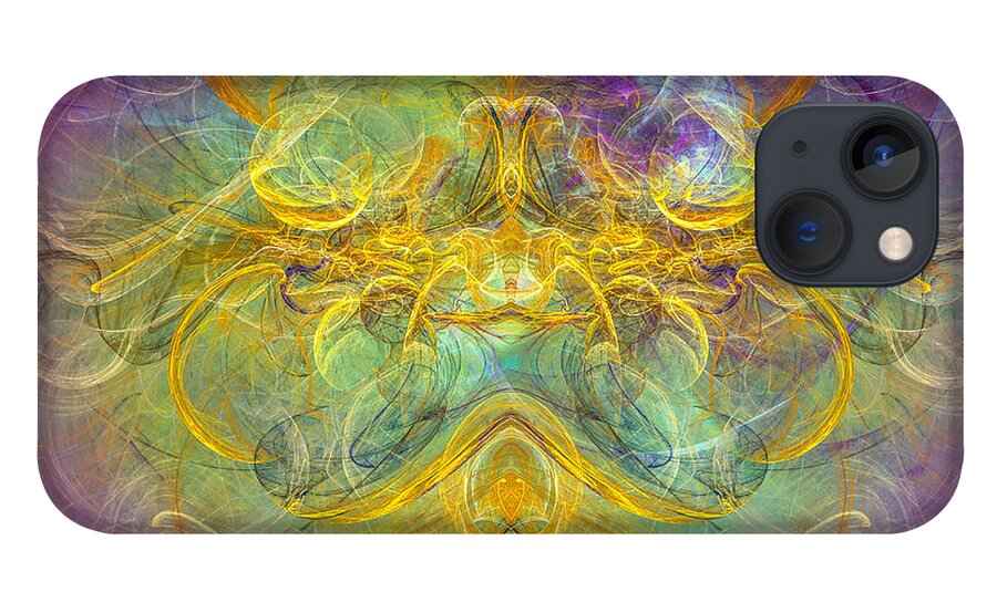Abstract iPhone 13 Case featuring the digital art Obeisance to Nature - Spiritual Abstract Art by Modern Abstract