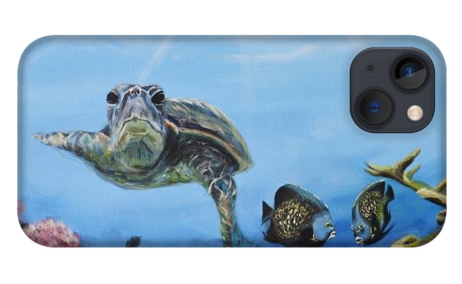 Turtle iPhone 13 Case featuring the painting Ocean Life by Donna Tuten