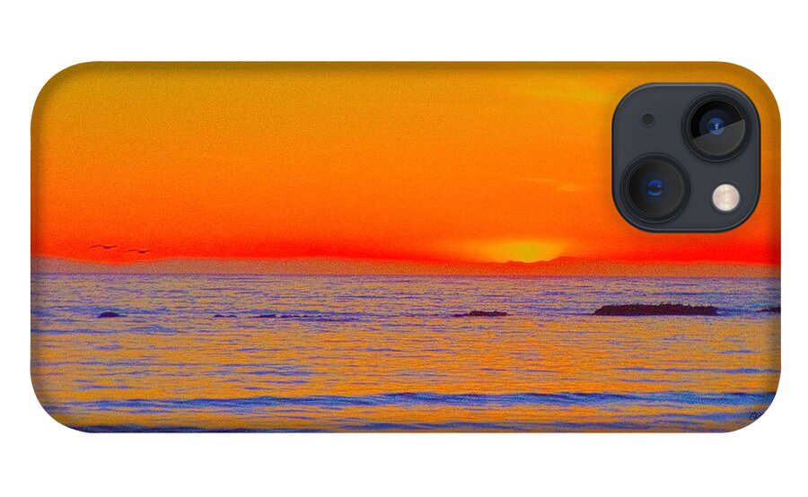 Seascape iPhone 13 Case featuring the photograph Ocean Sunset In Orange And Blue by Ben and Raisa Gertsberg