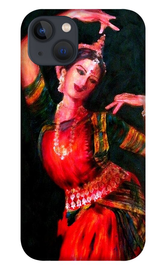 Odissi iPhone 13 Case featuring the painting Odissi Dancer by Uma Krishnamoorthy