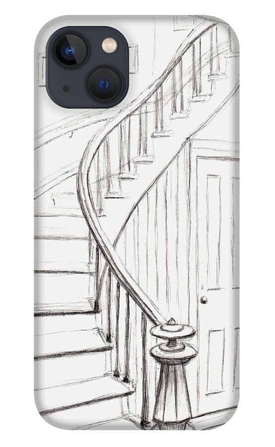 Old Courthouse iPhone 13 Case featuring the drawing Old Courthouse Stairs number one by Stacy C Bottoms