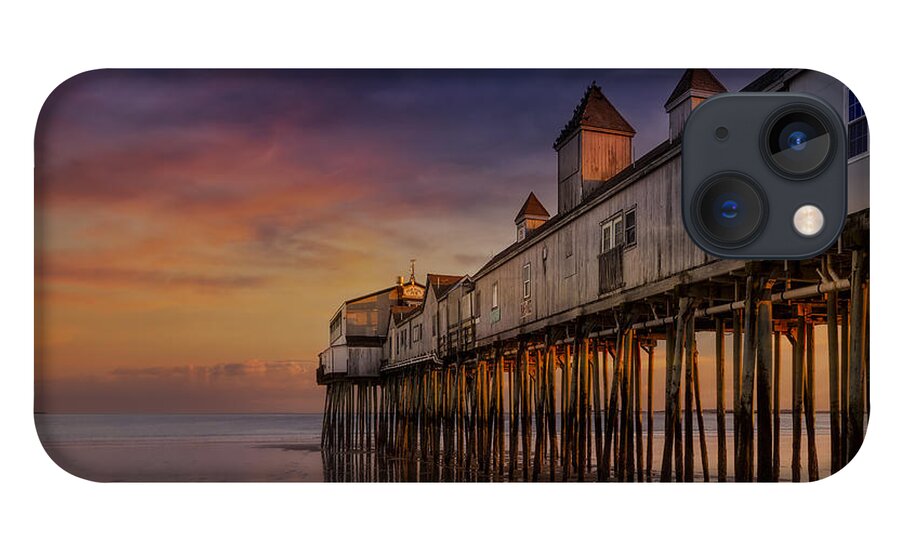 Old Orchard Beach iPhone 13 Case featuring the photograph Old Orchard Beach Pier Sunset by Susan Candelario