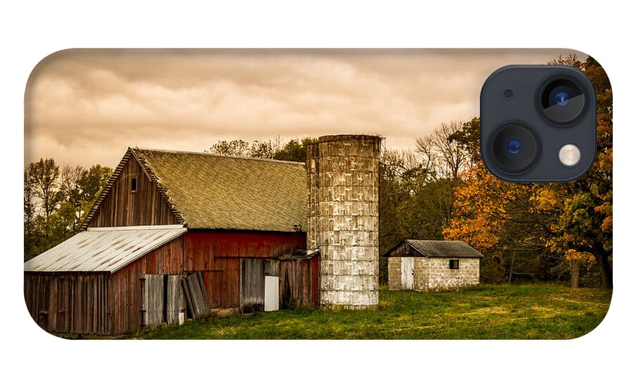 Autumn iPhone 13 Case featuring the photograph Old Red Barn and Silo by Ron Pate