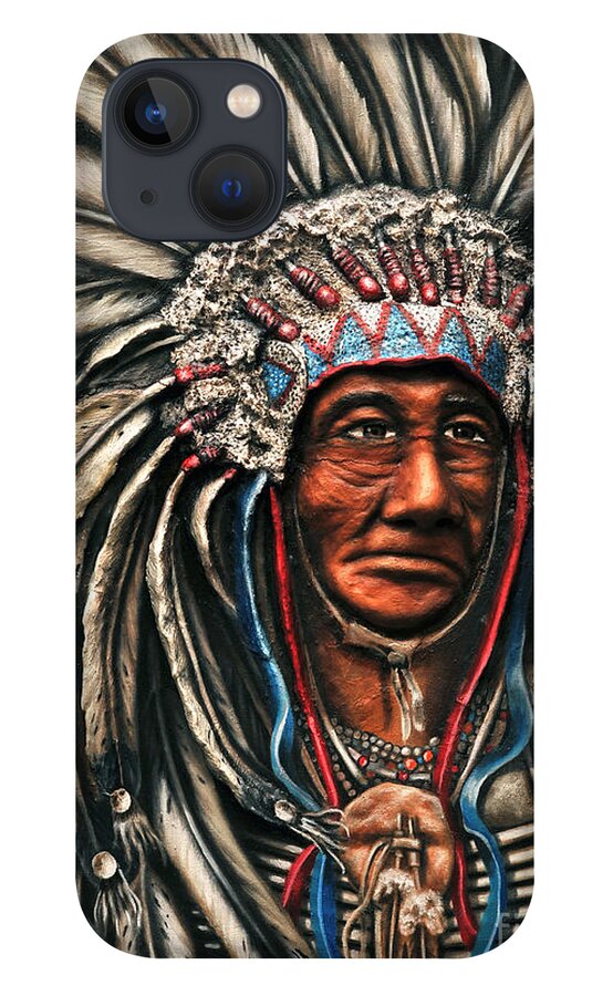 American Indian Chief iPhone 13 Case featuring the painting Cacique by Ruben Archuleta - Art Gallery