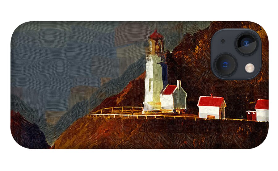 Lighthouse iPhone 13 Case featuring the painting On The Bluff by Kirt Tisdale
