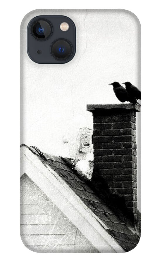Crows iPhone 13 Case featuring the photograph On The Chimney by Zinvolle Art