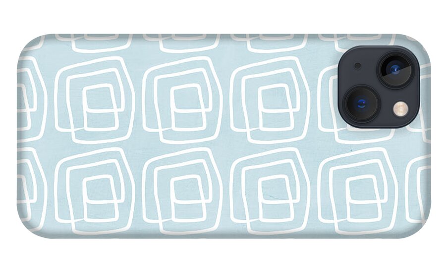 Boho iPhone 13 Case featuring the painting Out of The Box blue and white pattern by Linda Woods