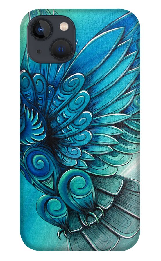 Owl iPhone 13 Case featuring the painting Owl by New Zealand Artist Reina Cottier by Reina Cottier