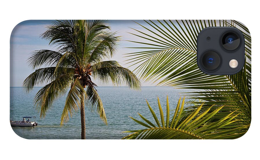 Southeast Asia iPhone 13 Case featuring the photograph Palm Trees And Boat On North Channel Of by Richard I'anson