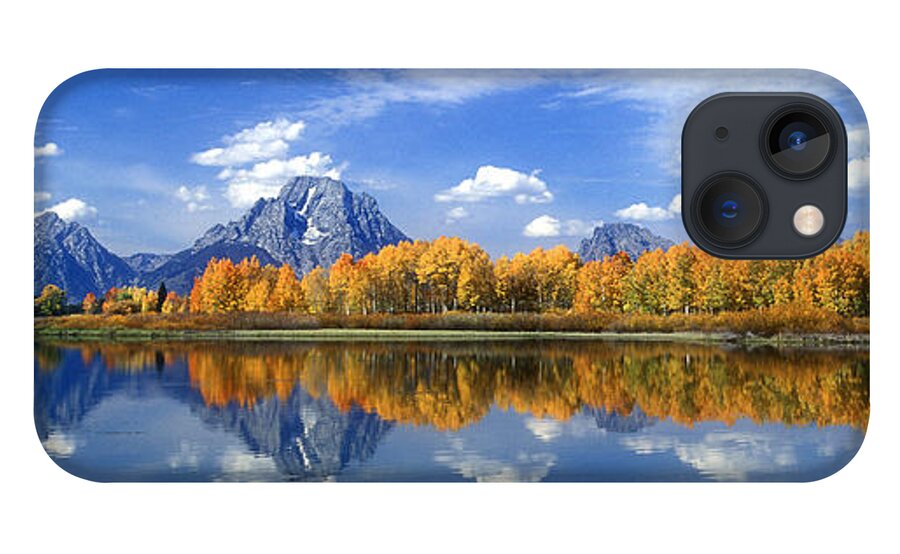America iPhone 13 Case featuring the photograph Panorama Fall Morning at Oxbow Bend Grand Tetons National Park by Dave Welling