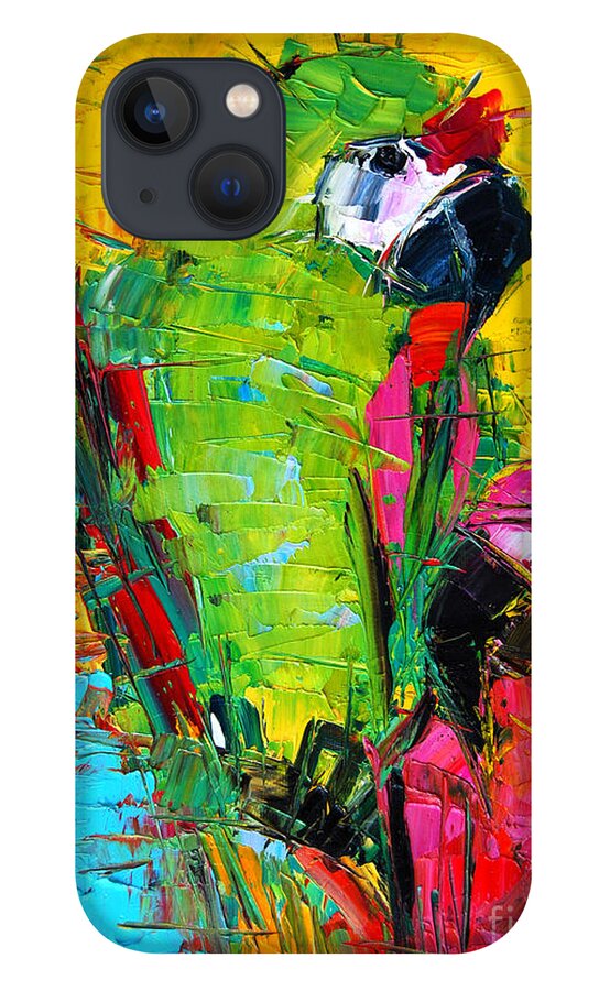 Parrot Lovers iPhone 13 Case featuring the painting Parrot Lovers by Mona Edulesco