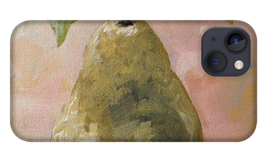 Peach iPhone 13 Case featuring the painting Pear on Peach by Torrie Smiley