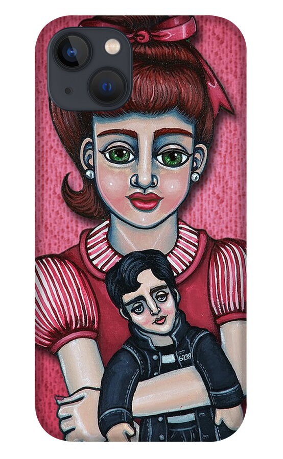 1950s iPhone 13 Case featuring the painting Peggy Sue by Victoria De Almeida