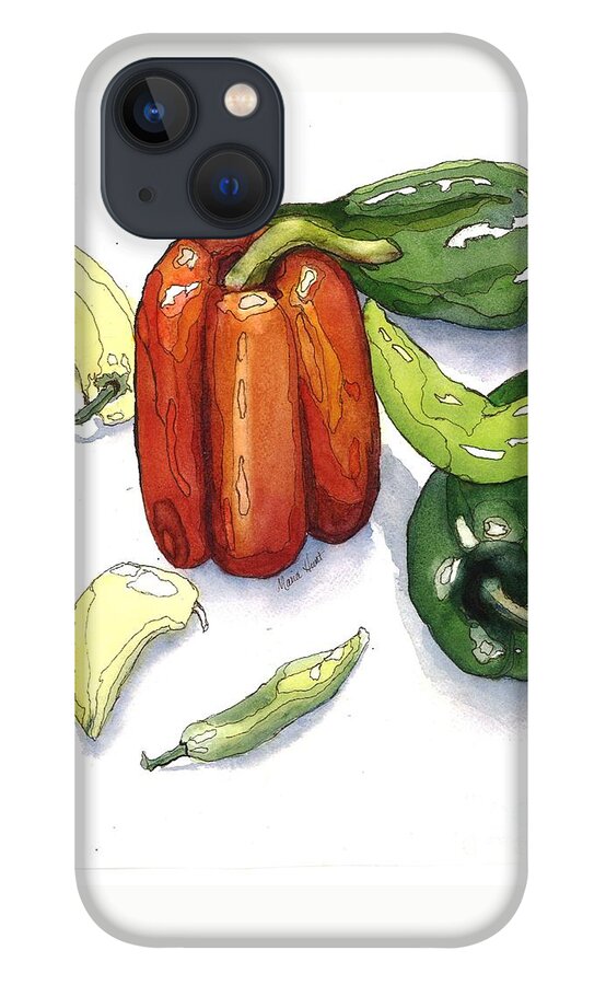 Vegetables iPhone 13 Case featuring the painting Fajita Fiesta by Maria Hunt