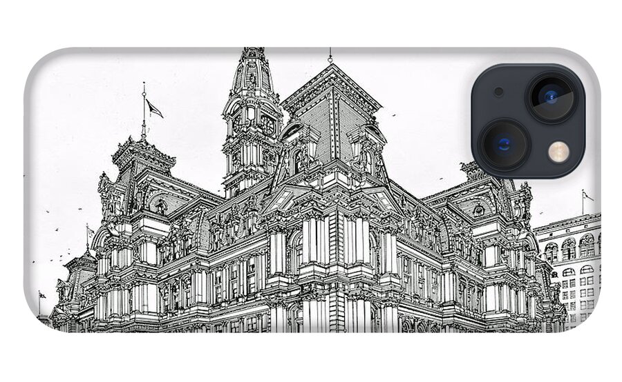 Philadelphia iPhone 13 Case featuring the drawing Philadelphia City Hall 1911 by Ira Shander