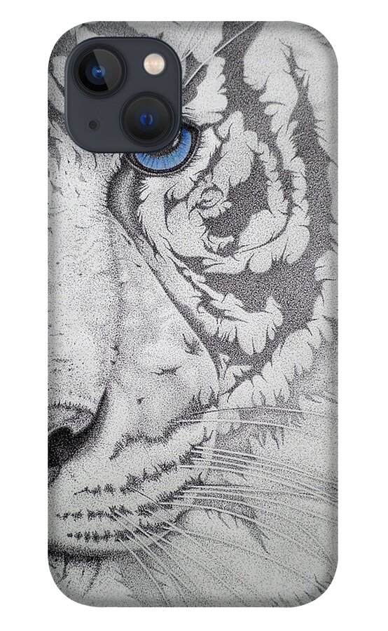  Tigers Paintings iPhone 13 Case featuring the drawing Piercing II by Mayhem Mediums