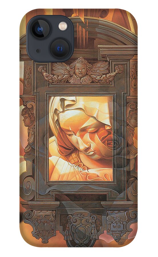 Conceptual iPhone 13 Case featuring the painting Pieta by Mia Tavonatti