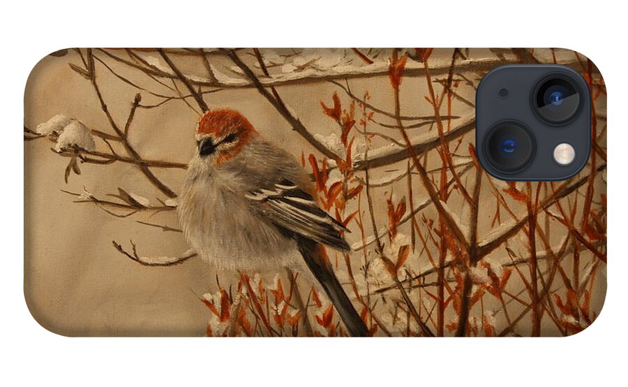 Bird iPhone 13 Case featuring the painting Pine Grosbeak by Tammy Taylor
