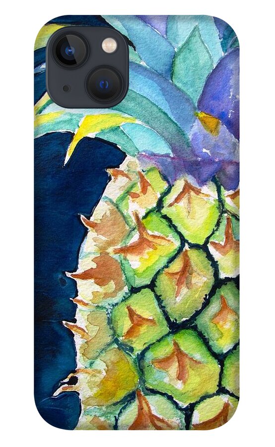 Pineapple iPhone 13 Case featuring the painting Pineapple by Carlin Blahnik CarlinArtWatercolor