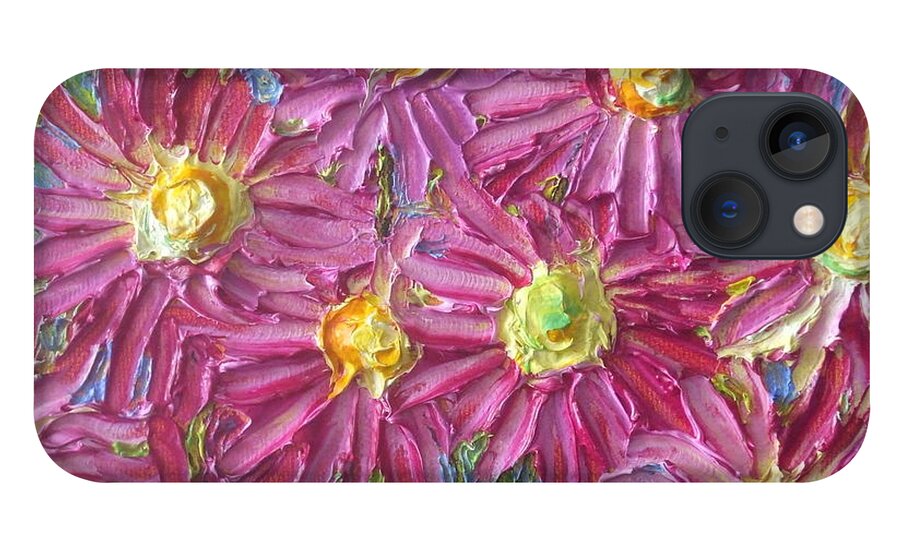 Spring iPhone 13 Case featuring the painting Pink Mums by Paris Wyatt Llanso
