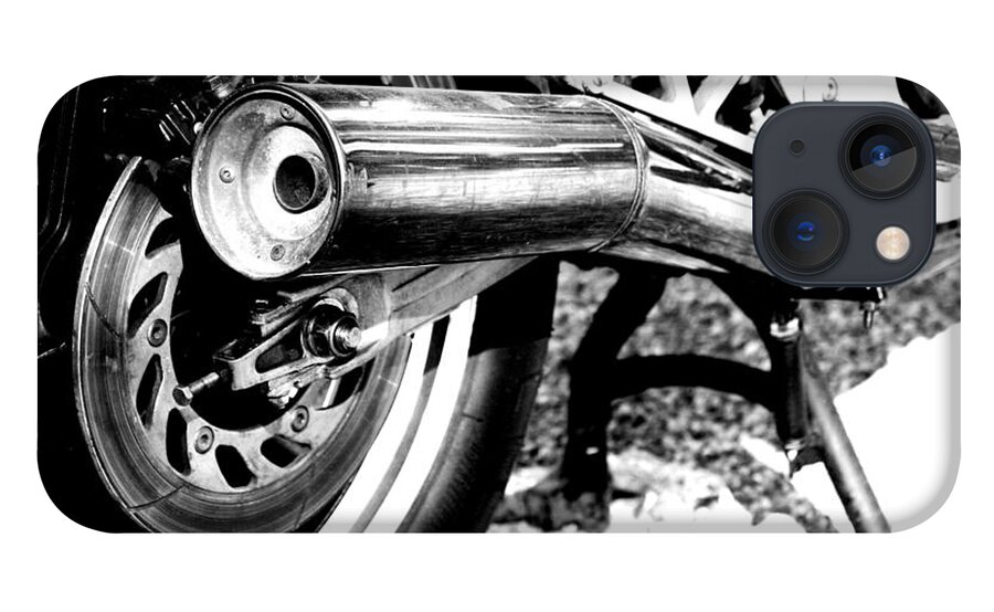 Motorcycle iPhone 13 Case featuring the photograph Pipe Black and White by David S Reynolds
