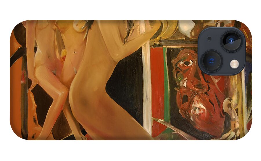 Dancing iPhone 13 Case featuring the painting Pole Dancers And Their Admirers by James Lavott