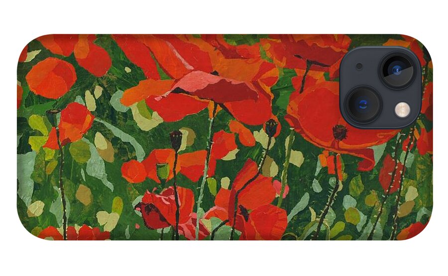 Floral iPhone 13 Case featuring the painting Poppies by Leah Tomaino